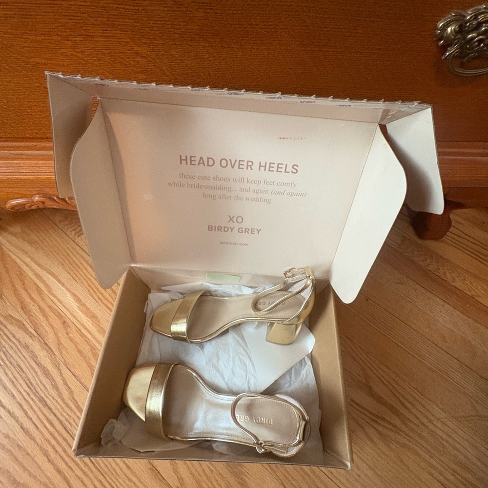 Birdy Grey Metallic Gold Heels